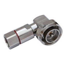 Micro RF Coaxial Connectors DIN male Right angle  For 1 / 2 '' Flexible Cable